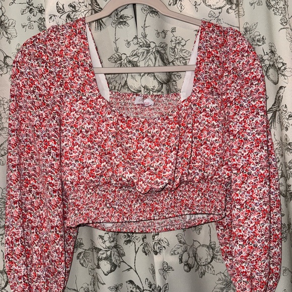 Pink Lily Tops - Pink Lily Red Floral Blouse